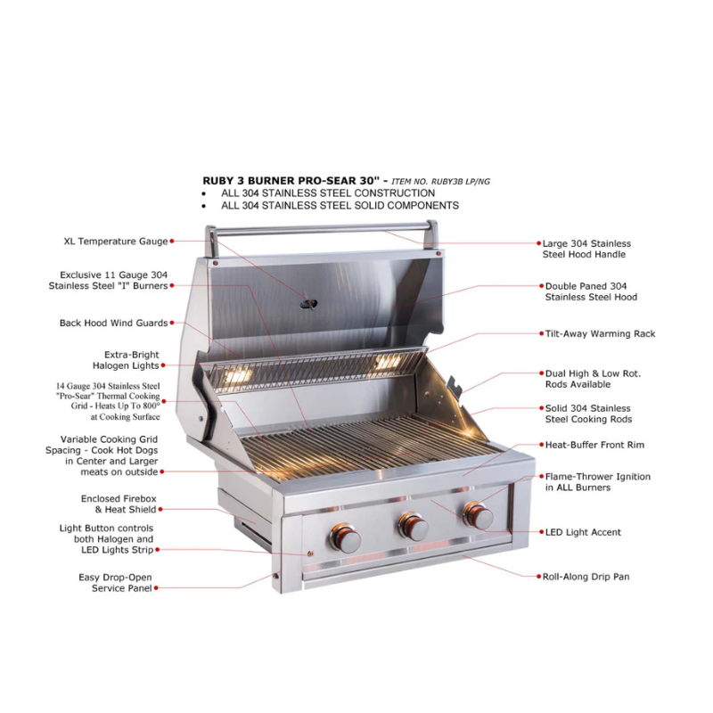 Sunstone Ruby Series 3 Burner Gas Grill
