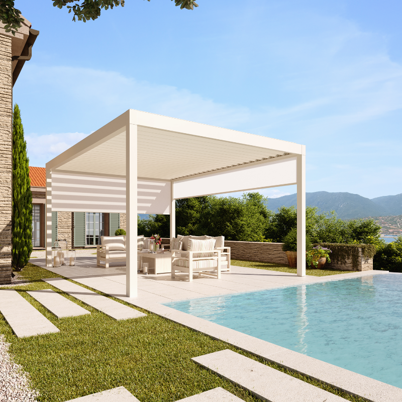 Tarasola Essential Bioclimatic Aluminum Pergola 3M Width x 4M Projection l Wall-Mounted