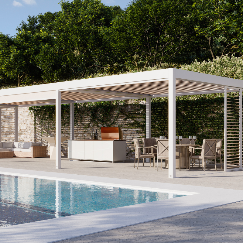 Tarasola Technic New Bioclimatic Pergola - 6M Width X 4M Projection l Wall-Mounted