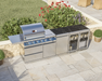 Top down view of Whistler Blockley Cirencester Outdoor Kitchen 4 Burner BBQ, Gas Cabinet & Double Door Fridge