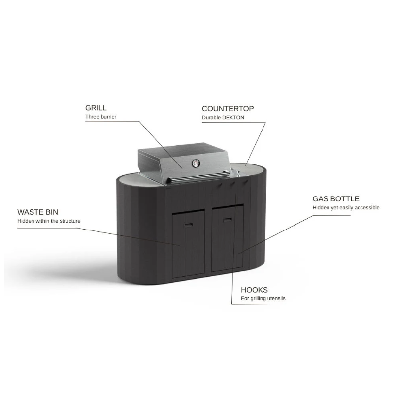 Q-boo OVO GS Dekton Modular Outdoor Kitchen with Grilling Accessories