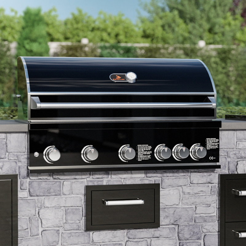 Whistler Burford Black 5 Burner Barbecue with Rotisserie and Weather Cover