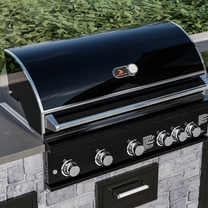 Whistler Burford Black 5 Burner Barbecue with Rotisserie and Weather Cover