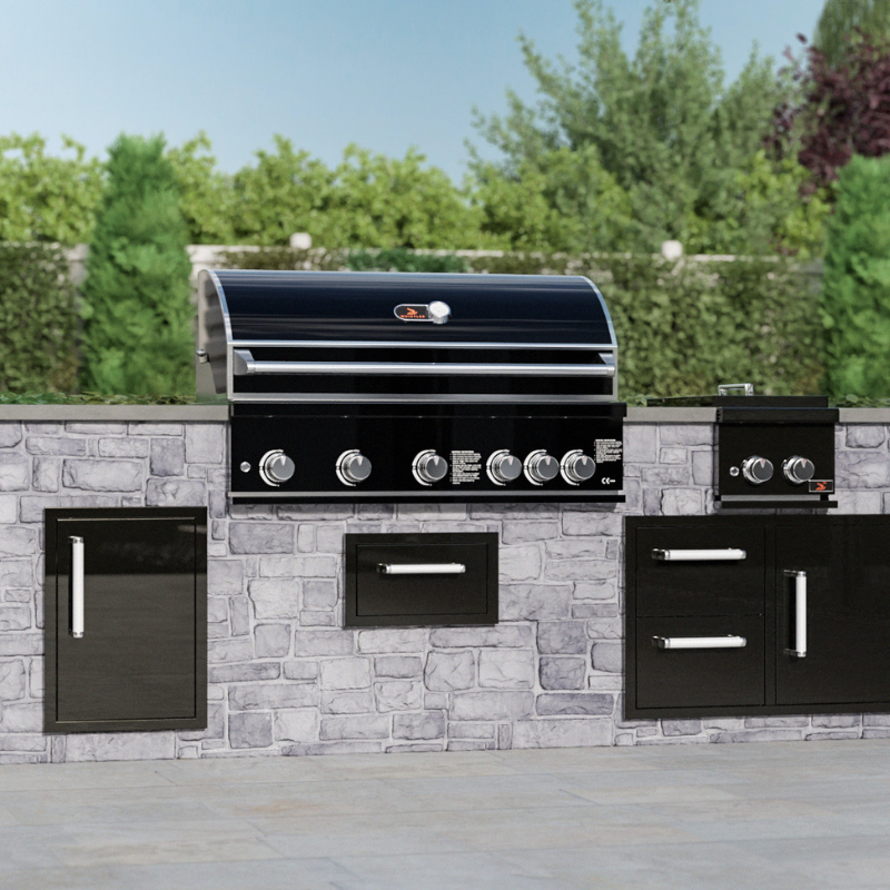 Whistler Burford Black 5 Burner Barbecue with Rotisserie and Weather Cover