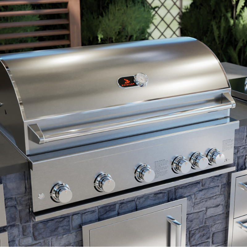 Whistler Burford Black 5 Burner Barbecue with Rotisserie and Weather Cover