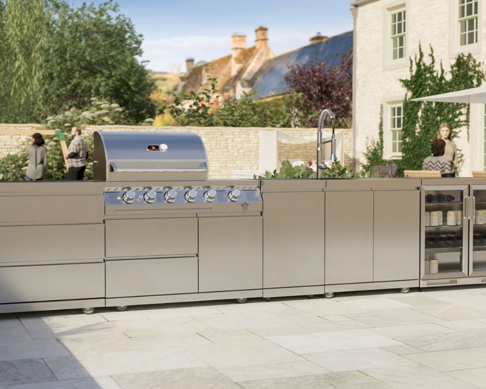 Whistler Cirencester Lechlade Outdoor Kitchen 4 Burner BBQ, Sink and Fridge