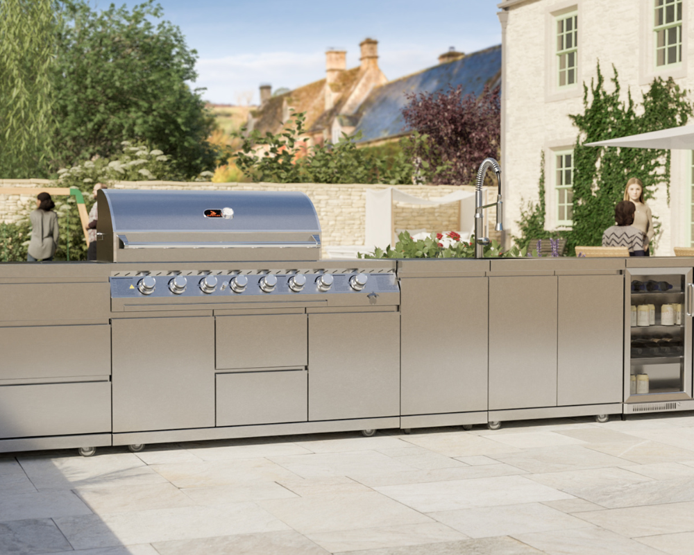 Whistler Lechlade Outdoor Kitchen 6 Burner BBQ, Sink and Fridge
