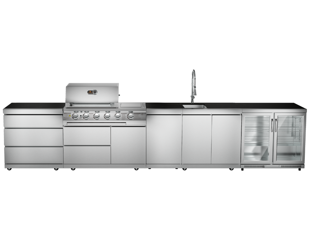 Whistler Lechlade Outdoor Kitchen 6 Burner BBQ, Sink and Fridge