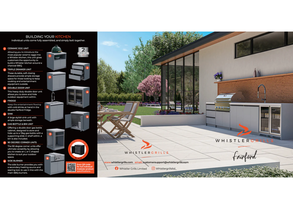 Whistler Fairford Premium Outdoor Kitchen Cabinet – 80cm Gas Bottle & Bin Storage