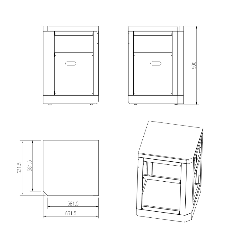 Whistler Fairford Black 90° Outdoor Kitchen Cabinet – Modular Corner Storage (63.5cm)