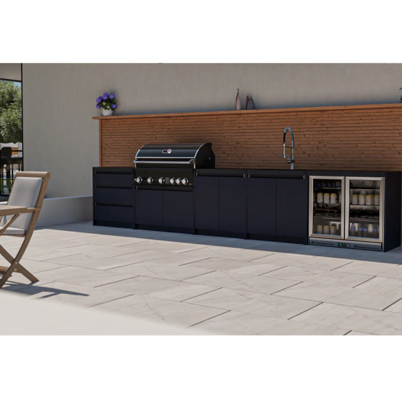 Whistler Fairford Premium 4.5M Black Outdoor Kitchen with Burford 5-Burner BBQ
