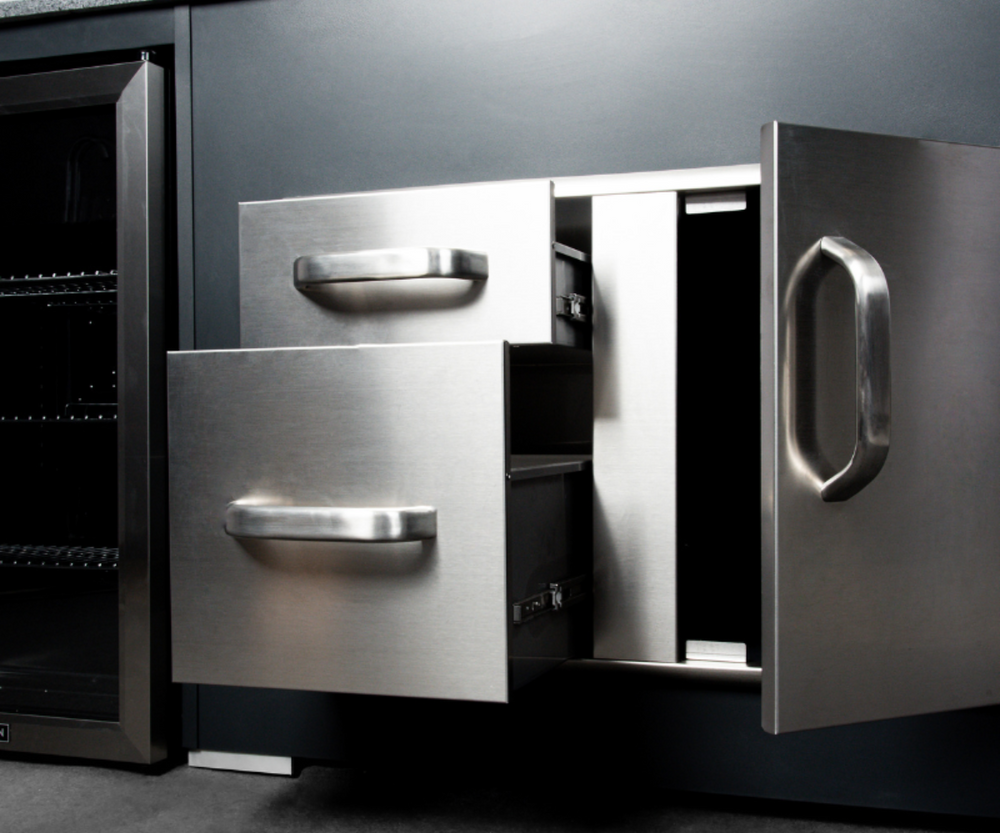 Grillandia Medium Rare Pro Line Grandhall 5-Burner Outdoor Kitchen – Fridge, Sink, and Weather Cover – 4.4M