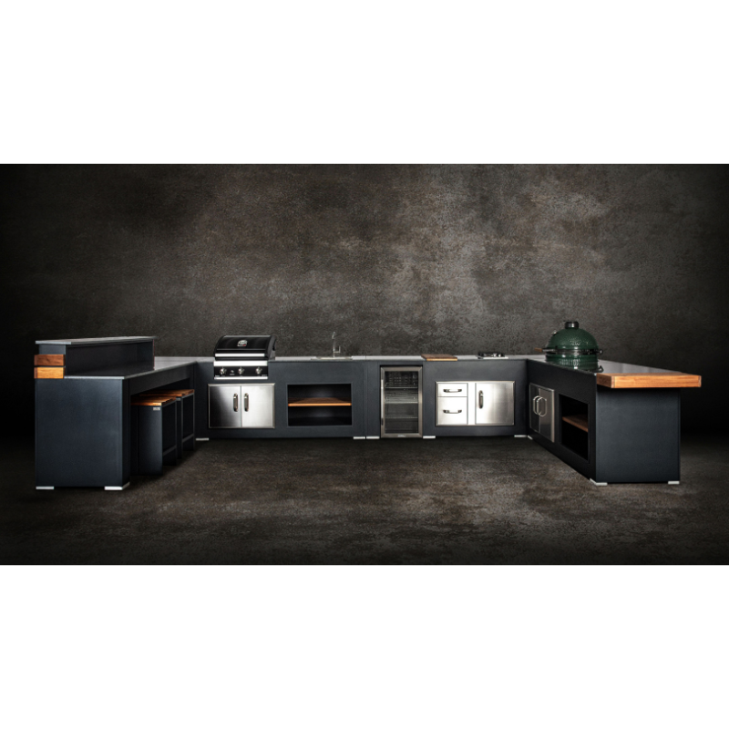 Grillandia 'Well Done' U-Shaped Outdoor Kitchen with Big Green Egg & Entertainment Center
