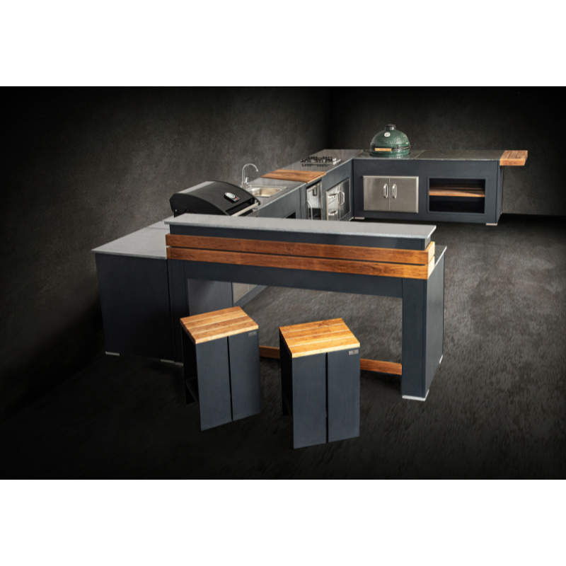Grillandia 'Well Done' U-Shaped Outdoor Kitchen with Big Green Egg & Entertainment Center
