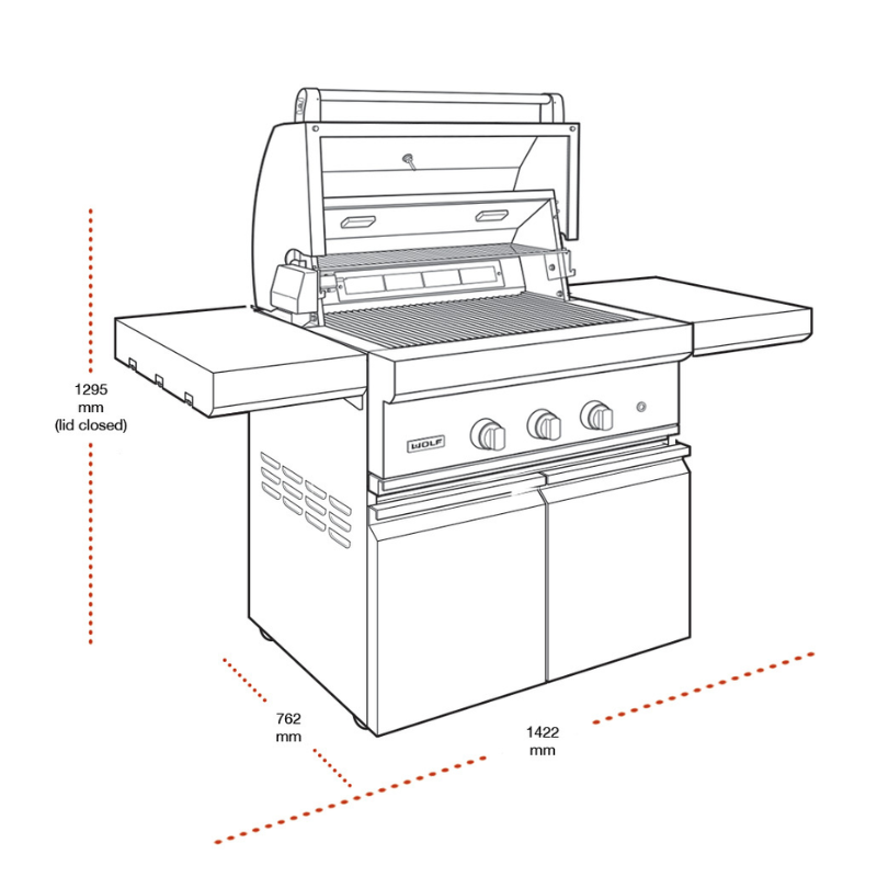 Sub-Zero & Wolf ICBOG30C Freestanding 3 Gas Burner Barbecue - 76cm