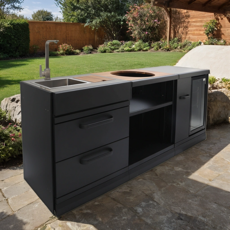 GRLLR Connect Outdoor Kitchen with Fridge, Sink and Kamado Unit