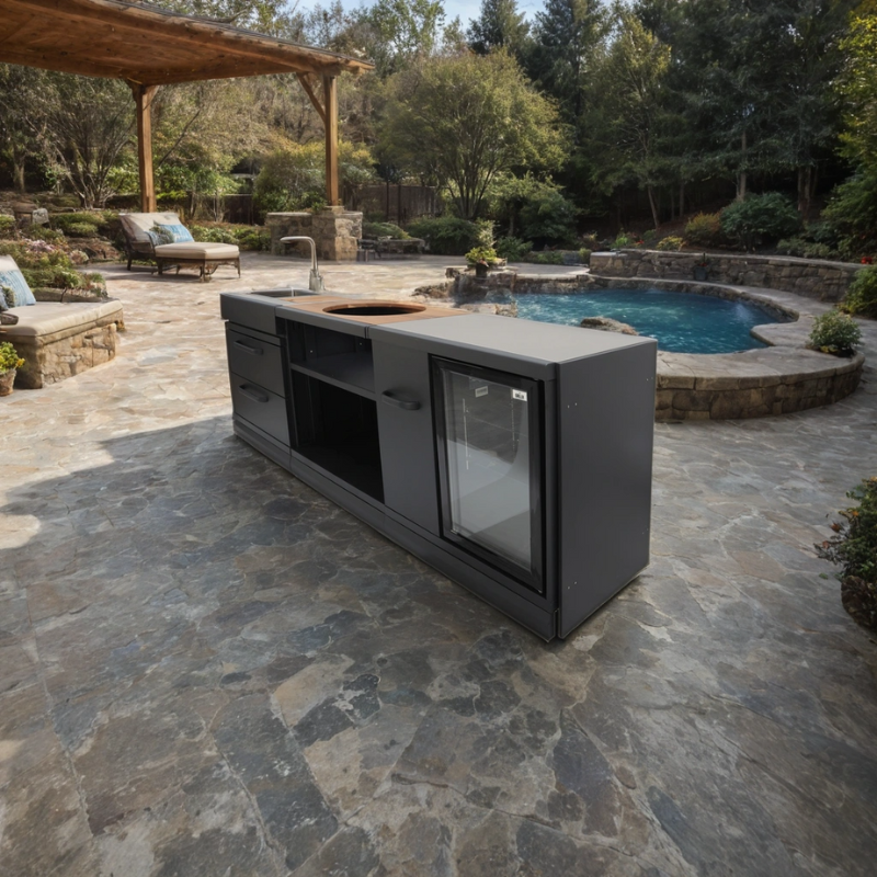 GRLLR Connect Outdoor Kitchen with Fridge, Sink and Kamado Unit