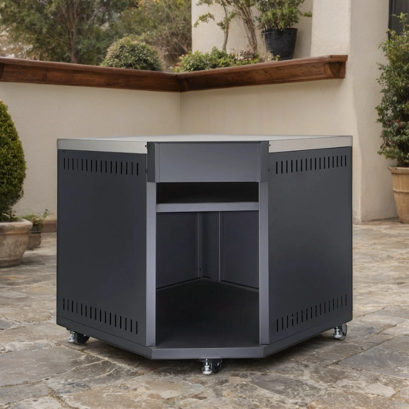 GRLLR Outdoor Kitchen Includes a Sink, Expansion Unit, Kamado, Fridge, Gas Burner and Stove Unit