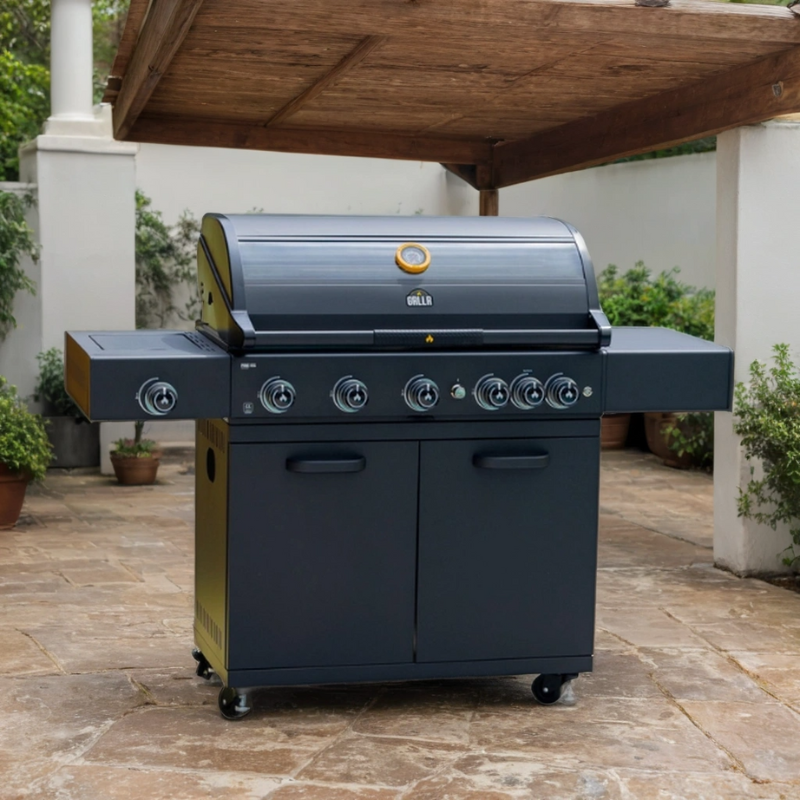 GRLLR Outdoor Kitchen Includes a Sink, Expansion Unit, Kamado, Fridge, Gas Burner and Stove Unit