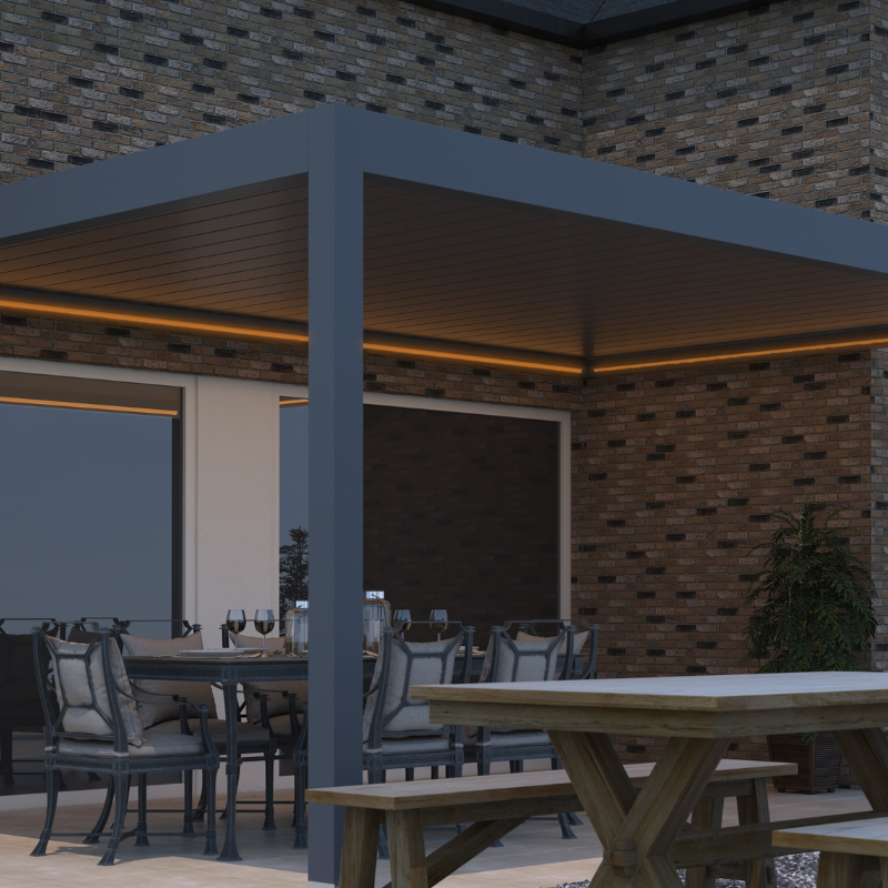 Deponti Pinela Motorised Aluminium Pergola with Adjustable Louvered Roof