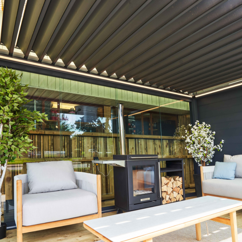 Deponti Pinela Motorised Aluminium Pergola with Adjustable Louvered Roof