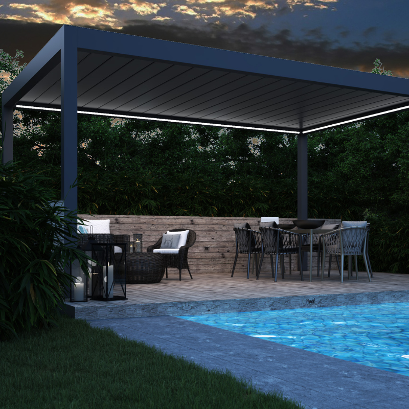 Deponti Pinela Motorised Aluminium Pergola with Adjustable Louvered Roof