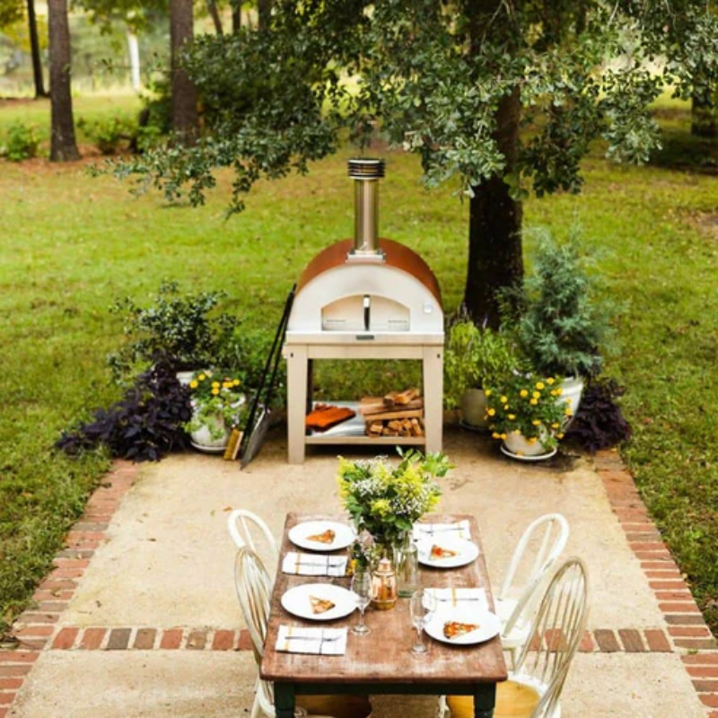 Fontana Marinara Wood Pizza Oven in Stainless Steel Including Trolley