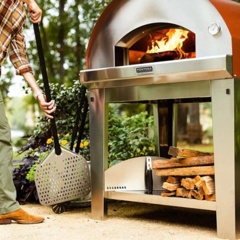 Fontana Marinara Wood Pizza Oven in Stainless Steel Including Trolley