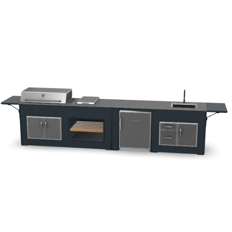 Grillandia Medium Rare Pro Line Grandhall 5-Burner Outdoor Kitchen – Fridge, Sink, and Weather Cover – 4.4M