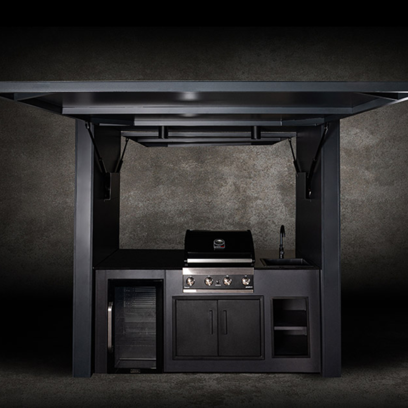 Grillandia Multi Cabana with  G4 4-burner gas grill, Sink & Drink Cooler