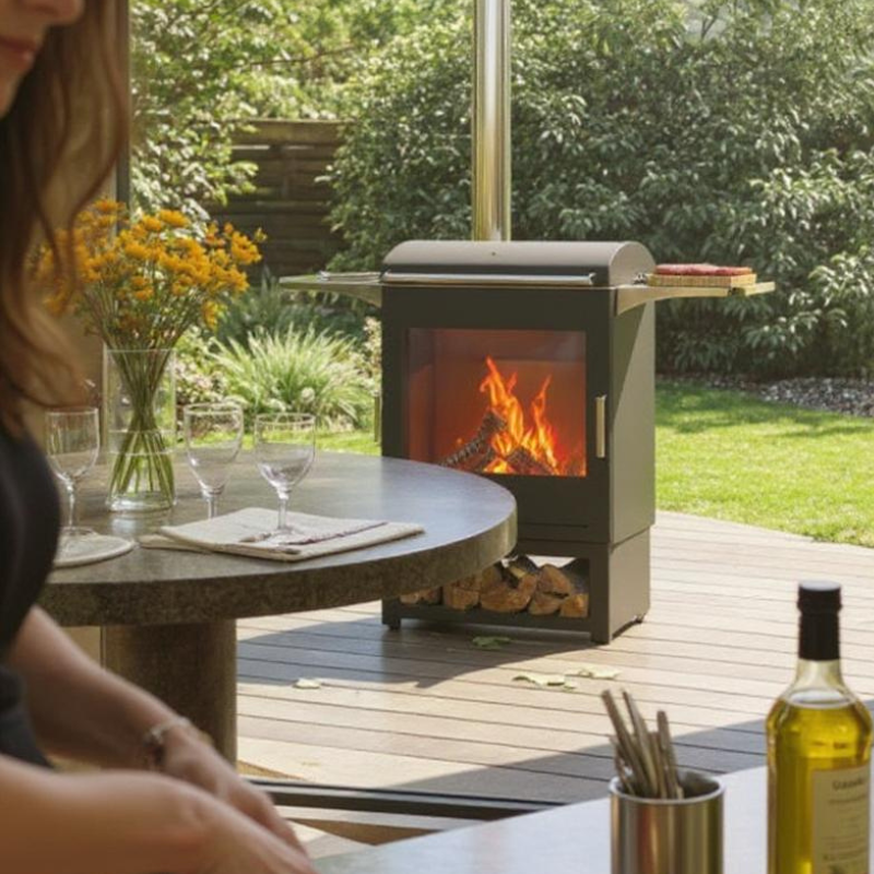 Hestia Dragonfly Outdoor Heat and Cook Grill Stainless Steel in Black