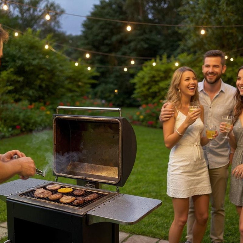 Hestia Dragonfly Outdoor Heat and Cook Grill Stainless Steel in Black