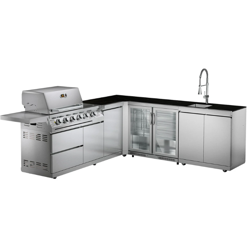 Whistler Marlborough Outdoor Kitchen 4 Burner BBQ, Sink and Fridge