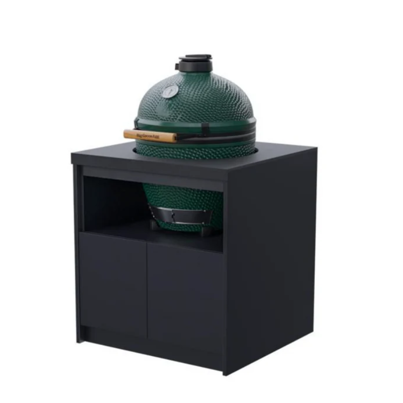 Whistler Fairford L-Shaped Black Outdoor Kitchen with 5-Burner BBQ & Green Kamado – 3.1m x 3.5m