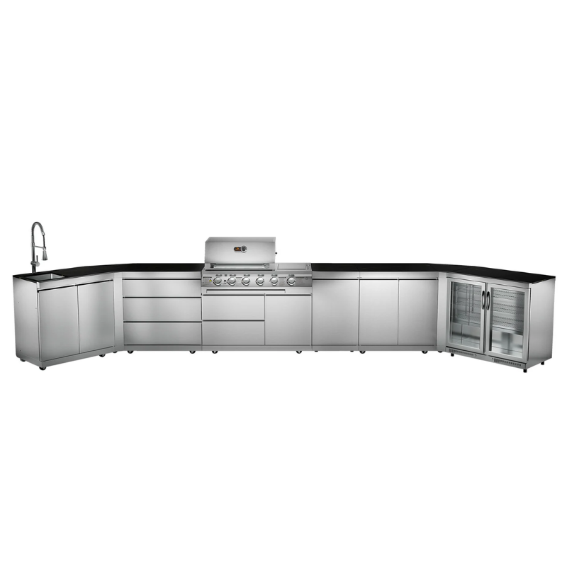 Whistler Cirencester Stanton Outdoor Kitchen 4 Burner BBQ, Sink and Fridge
