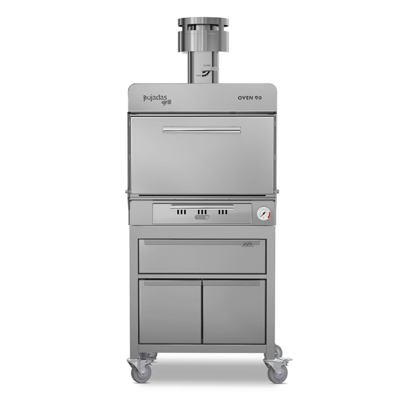 Pujadas Premium 70kg Stainless Steel Charcoal Oven with Two Door Cabinet & Warming Drawer