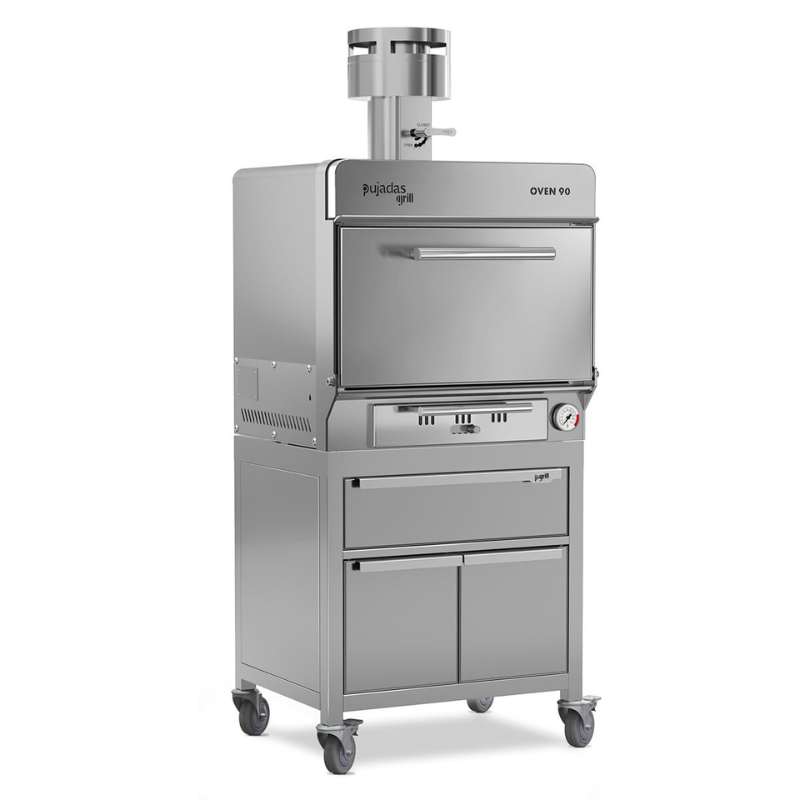 Pujadas Premium 70kg Stainless Steel Charcoal Oven with Two Door Cabinet & Warming Drawer