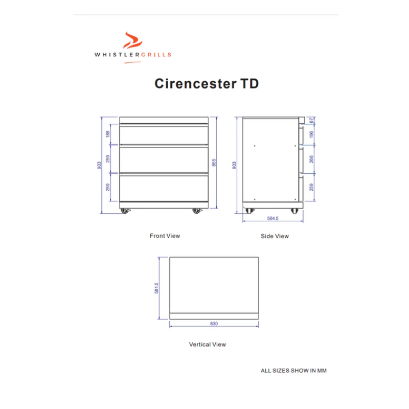 Whistler Cirencester Modular Stainless Steel Triple Drawer Cabinet