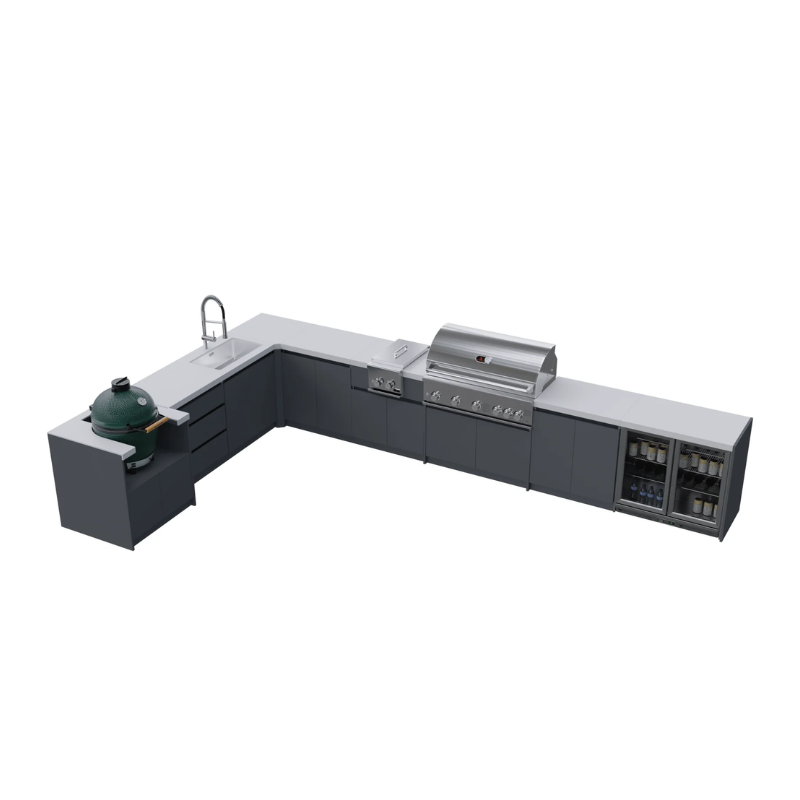 Whistler Fairford Grey Outdoor Kitchen with Burford 5-Burner BBQ | 3.1m x 5.1m