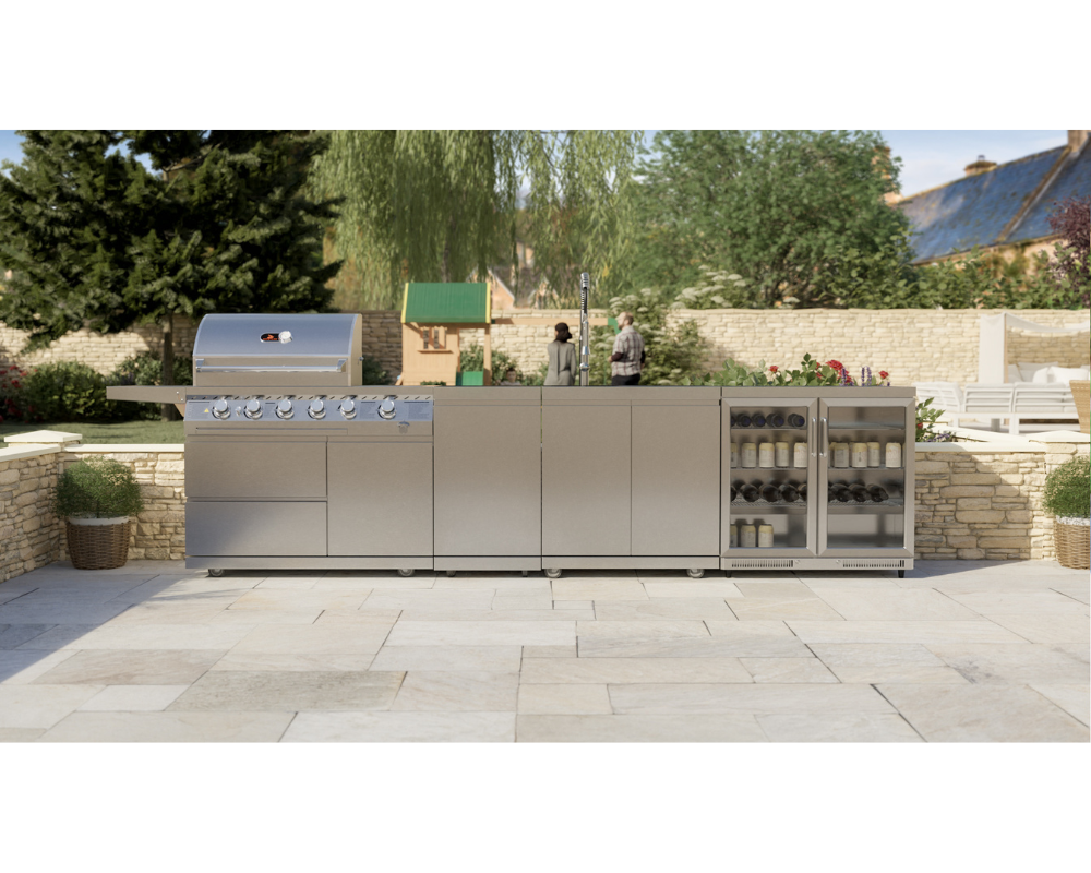 Whistler Cirencester Oaksey Outdoor Kitchen 4 Burner BBQ, Sink and Fridge