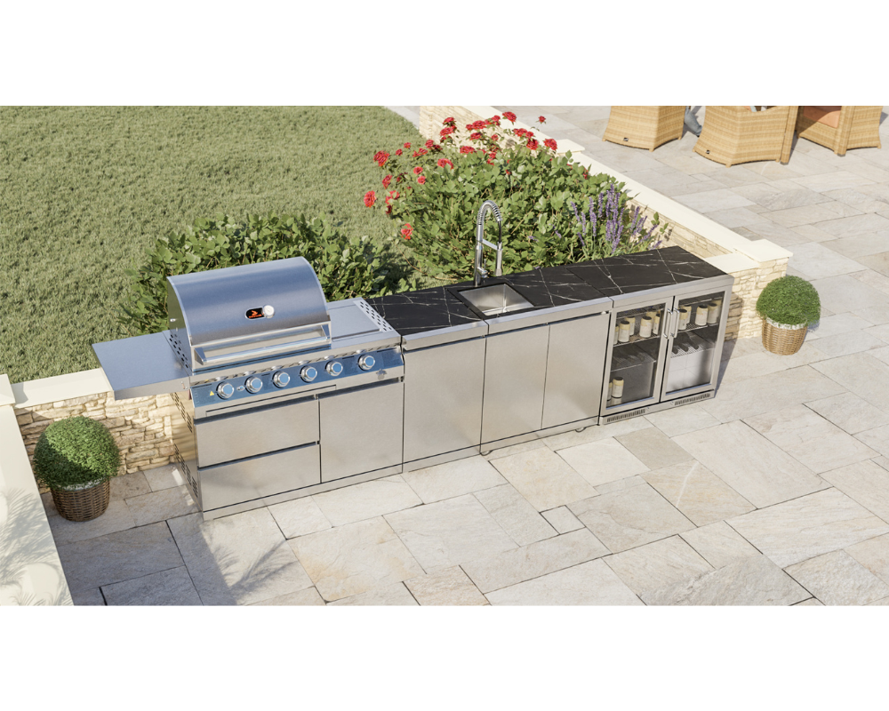 Whistler Cirencester Oaksey Outdoor Kitchen 4 Burner BBQ, Sink and Fridge