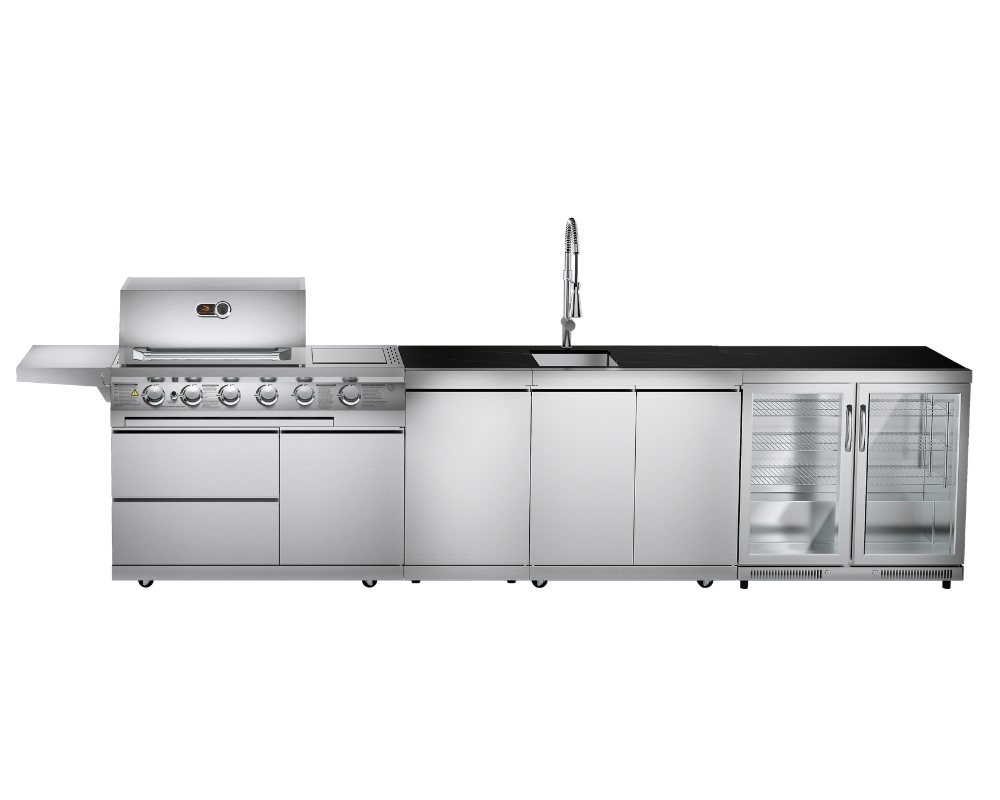 Whistler Cirencester Oaksey Outdoor Kitchen 4 Burner BBQ, Sink and Fridge