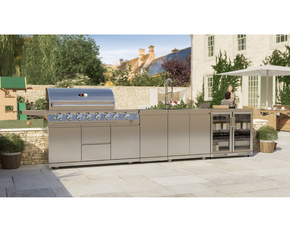 Whistler Oaksey Outdoor Kitchen 6 Burner BBQ, Sink and Fridge