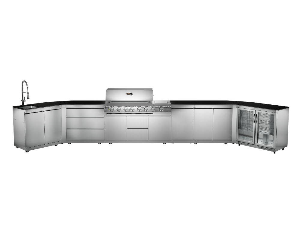 Whistler Cirencester Stanton Outdoor Kitchen 6 Burner BBQ, Sink and Fridge