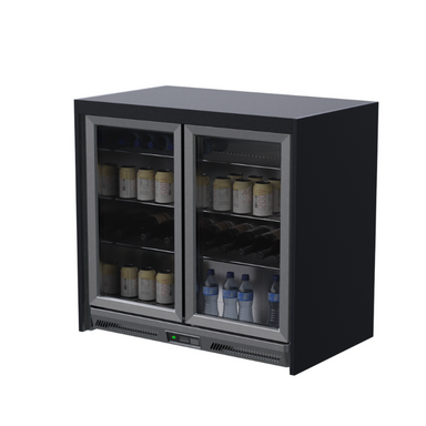 Whistler Fairford Grey Double Door Fridge in black