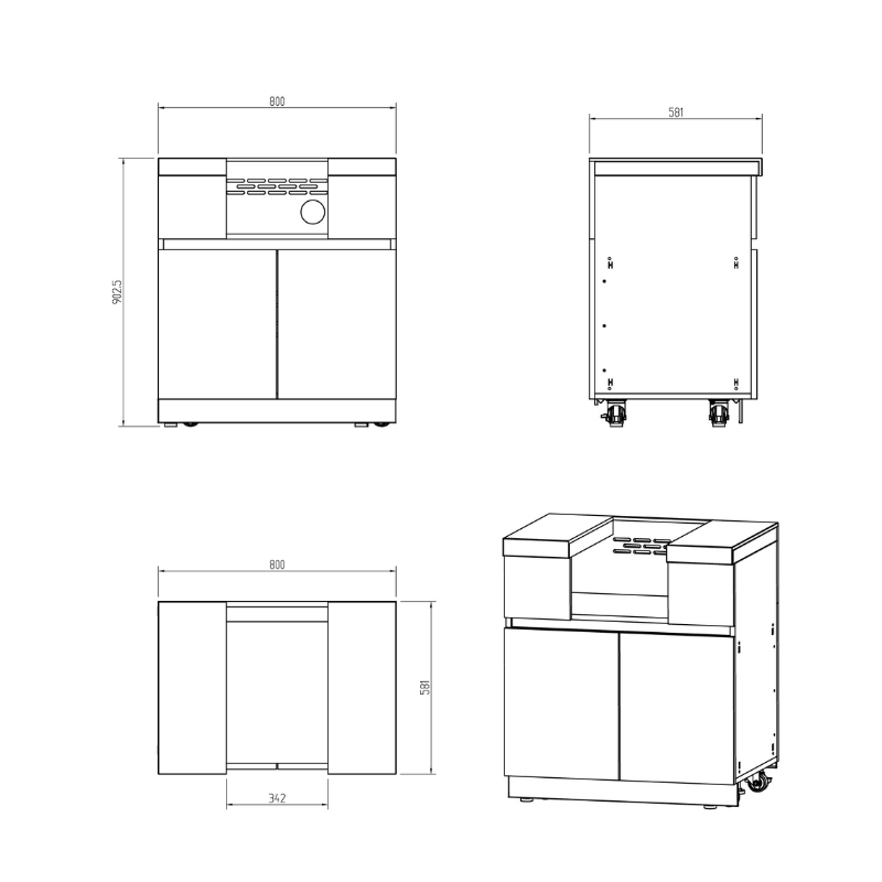 Whistler side burner and cabinet dimensions