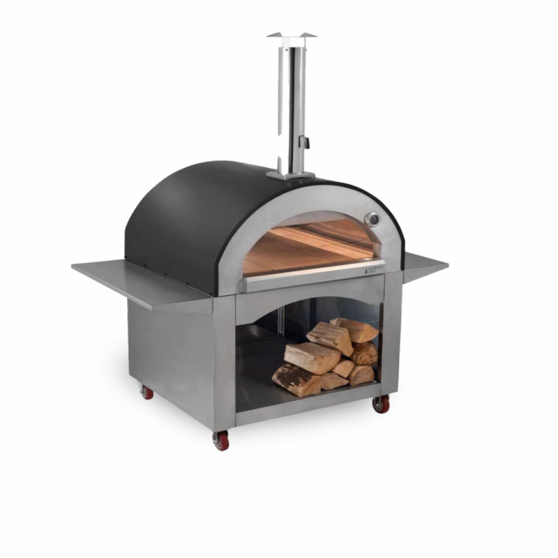 Front view of Alfresco Chef Milano Pizza oven in black