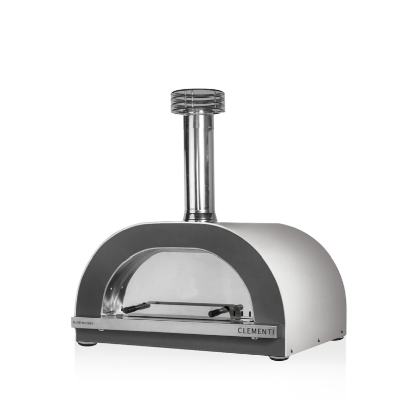 Front view of Clementi gold wood fired pizza oven