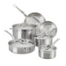 front view of Hestan ProBond Induction Stainless Steel Pan Set: 10 Piece