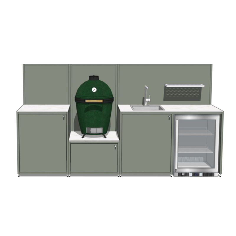 EO Chroma Modular Outdoor Kitchen in 304 grade Stainless Steel with Large Big Green Egg